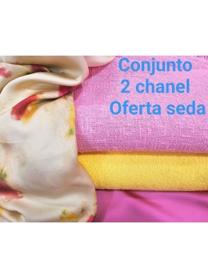 Conjunto 2 Tecidos Chanel Algodão de verão + Oferta Seda estampado