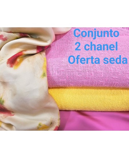 Conjunto 2 Tecidos Chanel Algodão de verão + Oferta Seda estampado