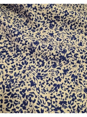 Crepe Estampado Miúdo azul Fresco e Fluído Crepe Estampado Miúdo azul Fresco e Fluído