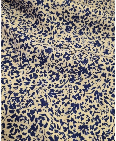 Crepe Estampado Miúdo azul Fresco e Fluído 