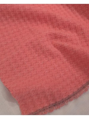 Fazenda 100% Lã Fantasia Tweed Cor Rosa Salmão com Fio Lurex Prata 