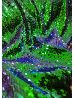 Lantejoula Revisível Cores Verde/Azul em Malha Elástica