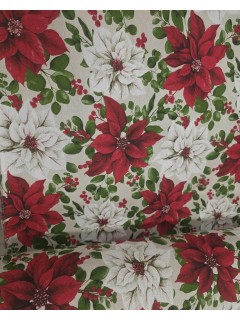 LONETA NATAL Fundo bege Flores LONETA NATAL Fundo bege Flores