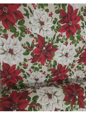 LONETA NATAL Fundo bege Flores LONETA NATAL Fundo bege Flores
