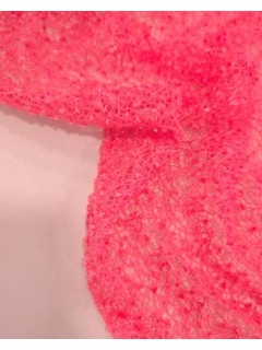 Tecido tipo tricot Rosa 100% Poliéster com pequenas lantejoulas transparentes 