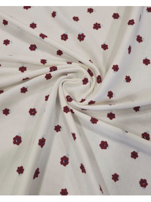 Malha Rib Algodão estampado floral base cor pérola