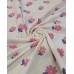 Malha Algodão Canelado miúdo estampado Floral Base cor pérola