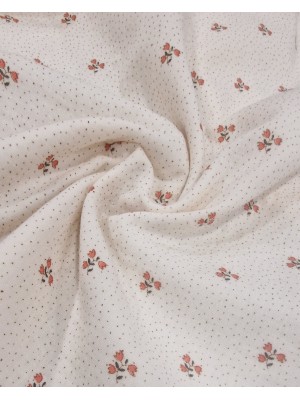 Musselina de Algodão Estampado miúdo Base creme