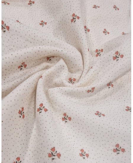 Musselina de Algodão Estampado miúdo Base creme