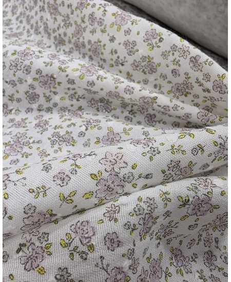 Musseline 100% Algodão estampado efeito plumeti