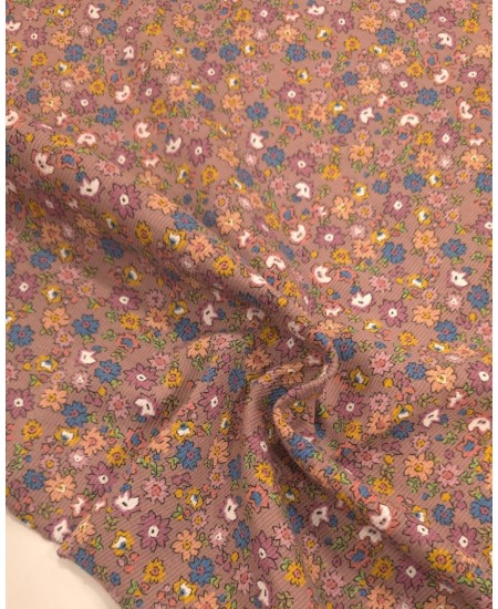 Malha rib Algodão estampado floral