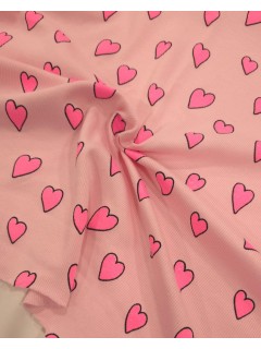  Malha rib Algodão estampado Corações