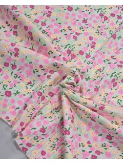 Malha canelada Algodão estampado floral 