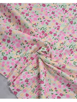 Malha canelada Algodão estampado floral Malha canelada Algodão estampado floral