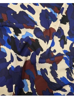 Viscose Estampada cores creme, azul e bordeaux 