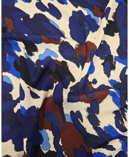 Viscose Estampada cores creme, azul e bordeaux 